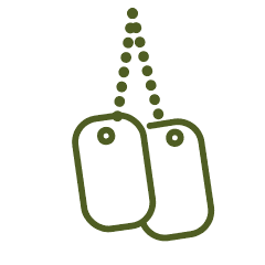Military dog tags icon representing the Veteran Healing Program