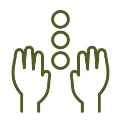 Healing hands icon with three circles representing energy healing